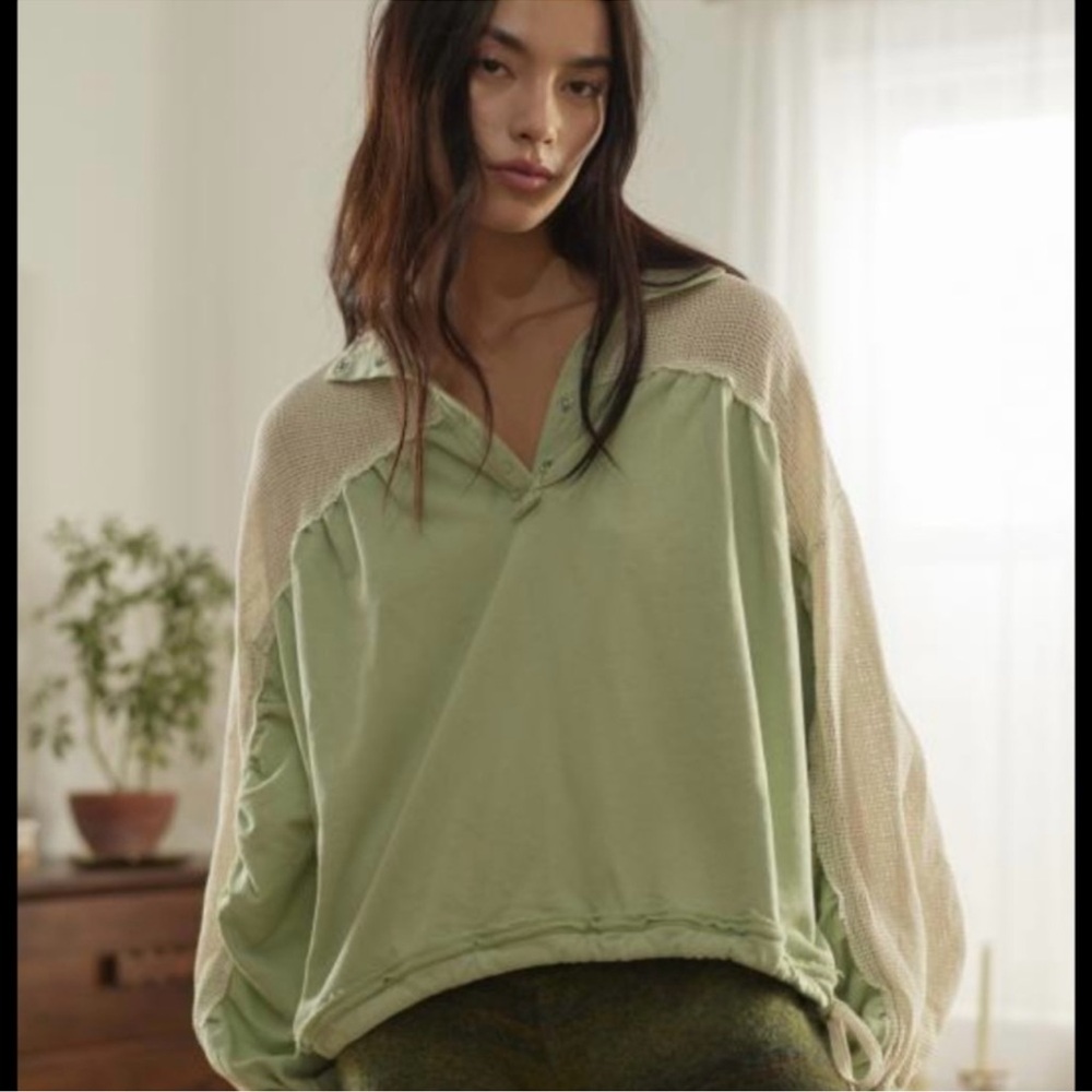 Urban Outfitters Cream and Green Knit Top